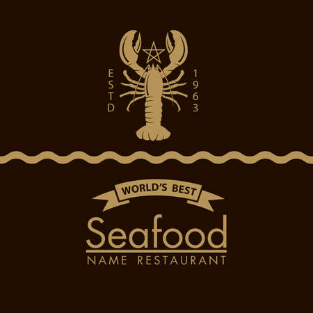 seafood menu design with lobster on black backgroundのイラスト素材
