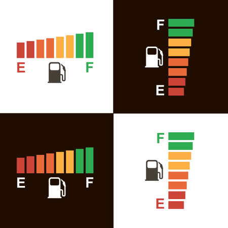 gasoline fuel gauge and pump nozzle icon isolated on black and white backgroundのイラスト素材