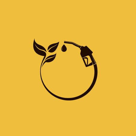 bio fuel pump nozzle icon isolated on yellow backgroundのイラスト素材