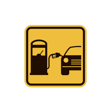 sign with gasoline fuel pump nozzle and car isolated on white backgroundのイラスト素材