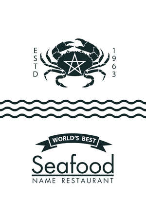 seafood menu design with crab on white backgroundのイラスト素材