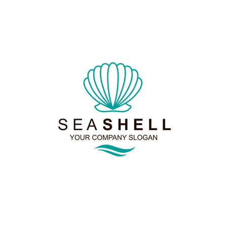 emblem of blue seashell isolated on white backgroundのイラスト素材