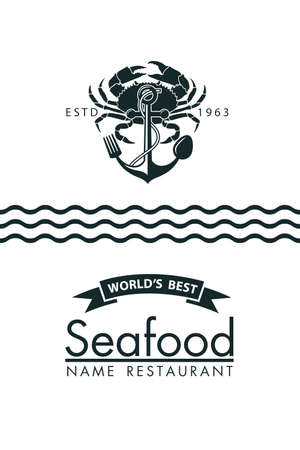 seafood menu design with crab and anchor on white backgroundのイラスト素材