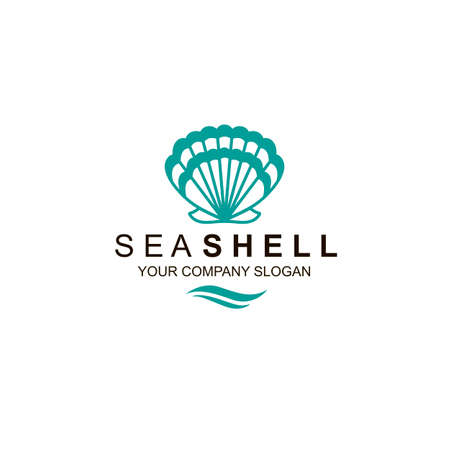 emblem of blue seashell isolated on white backgroundのイラスト素材