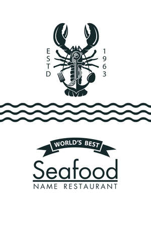 seafood menu design with lobster and anchor on white backgroundのイラスト素材