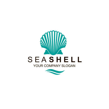 emblem of blue seashell isolated on white backgroundのイラスト素材