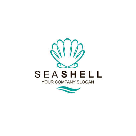emblem of blue seashell isolated on white backgroundのイラスト素材
