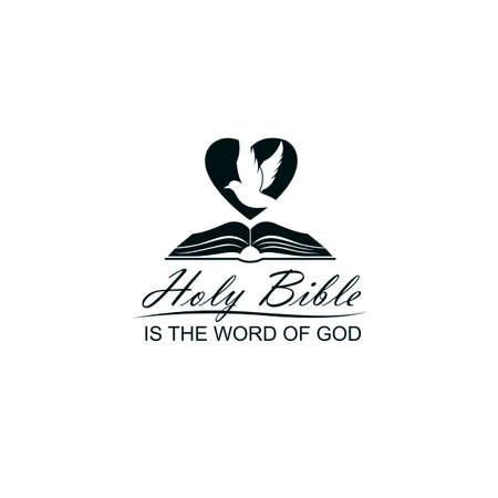 bible, heart and dove icon isolated on white backgroundのイラスト素材