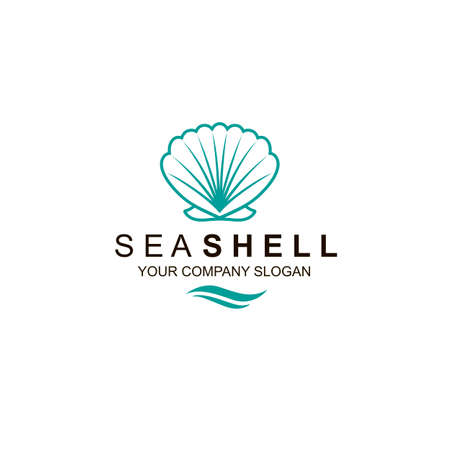 emblem of blue seashell isolated on white backgroundのイラスト素材