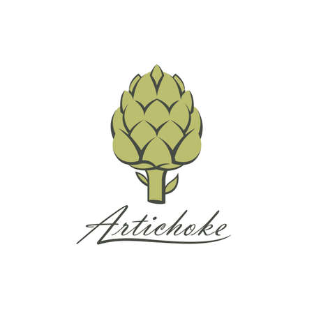 green artichoke bud vegetable illustration isolated on white backgroundのイラスト素材