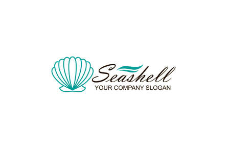 emblem of blue seashell isolated on white backgroundのイラスト素材
