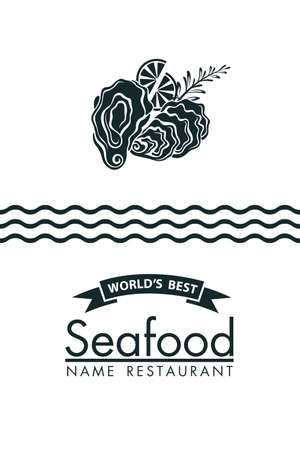 seafood menu design with oyster on white backgroundのイラスト素材