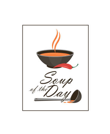 bowl of soup with pepper and ladle isolated on white backgroundのイラスト素材