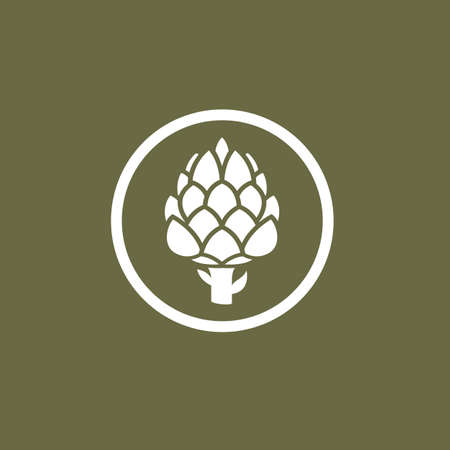 white artichoke bud vegetable icon isolated on dark backgroundのイラスト素材
