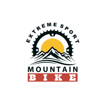 emblem of mountain bike and gear isolated on white backgroundのイラスト素材