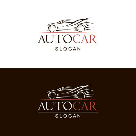 set of car emblems on black and white backgroundのイラスト素材