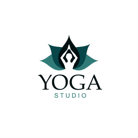 abstract yoga and lotus icon isolated on white backgroundのイラスト素材