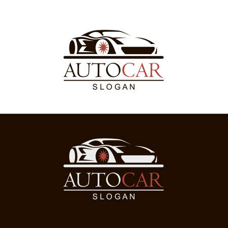 set of car emblems on black and white backgroundのイラスト素材