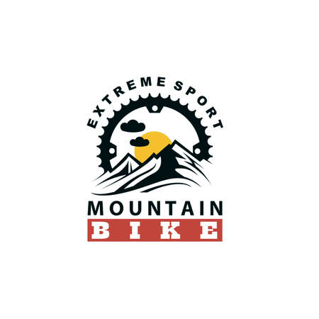 emblem of mountain bike and gear isolated on white backgroundのイラスト素材