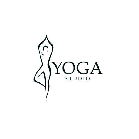 abstract yoga pose icon isolated on white backgroundのイラスト素材