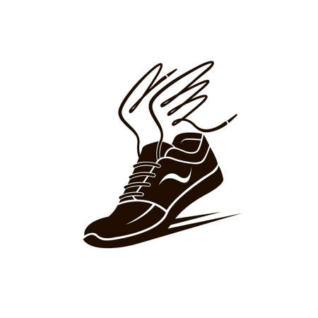speeding sport shoes with lace as wings isolated on white backgroundのイラスト素材