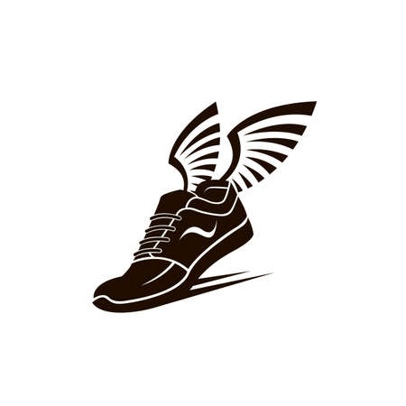 speeding sport shoes with wings isolated on white backgroundのイラスト素材