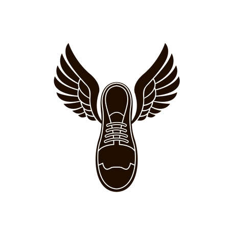speeding sport shoes with wings isolated on white backgroundのイラスト素材