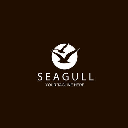 white icon of seagulls isolated on black backgroundのイラスト素材