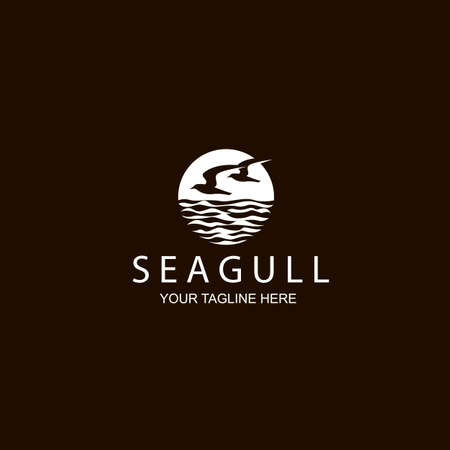 white icon of seagulls isolated on black backgroundのイラスト素材