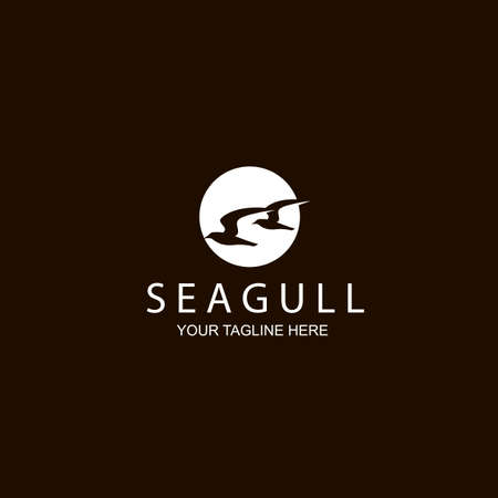 white icon of seagulls isolated on black backgroundのイラスト素材