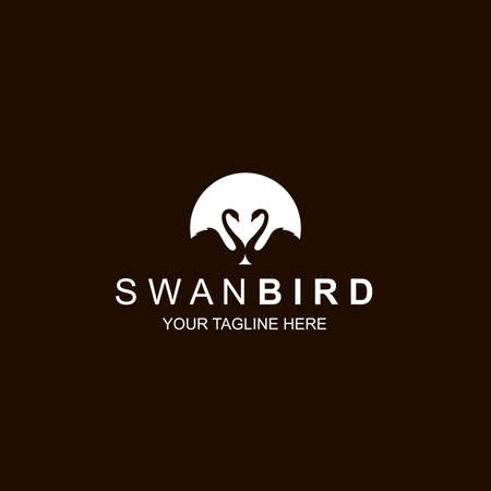 white swan icon isolated on black backgroundのイラスト素材