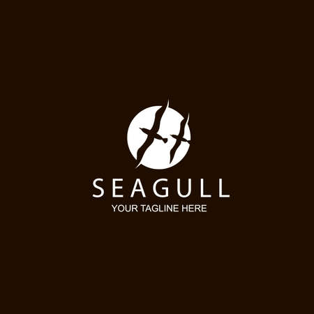 white icon of seagulls isolated on black backgroundのイラスト素材