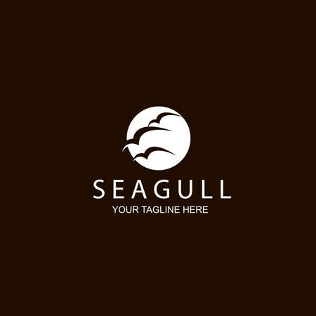 white icon of seagulls isolated on black backgroundのイラスト素材