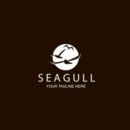white icon of seagulls isolated on black backgroundのイラスト素材