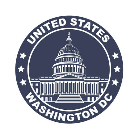 United States Capitol building icon in Washington DC isolated on white backgrpoundのイラスト素材