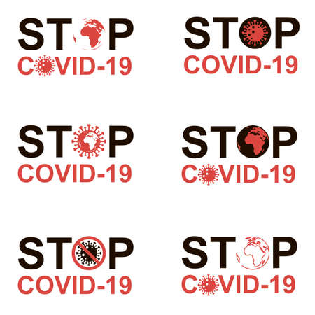 collection of abstract coronavirus warning sign isolated on white backgroundのイラスト素材