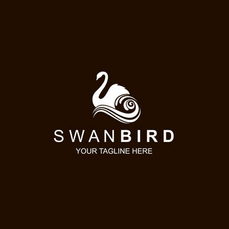 white swan icon isolated on black backgroundのイラスト素材