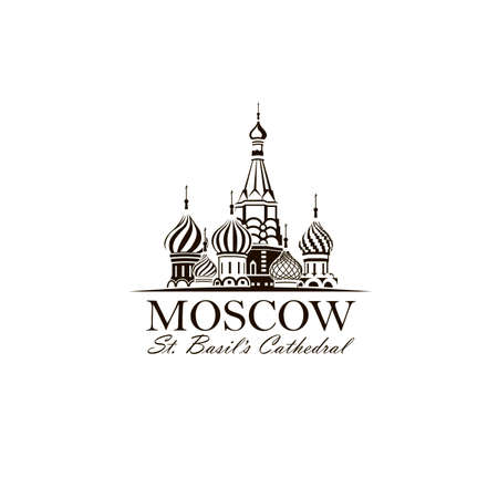illustration of Moscow Saint Basil Cathedral in Red square isolated on white backgroundのイラスト素材