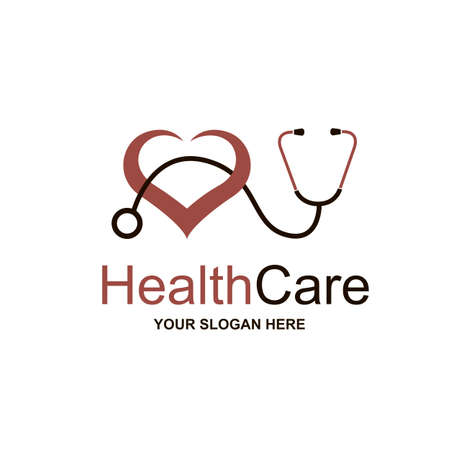 abstract medical halth care icon with stethoscope and heart isolated on white backgroundのイラスト素材