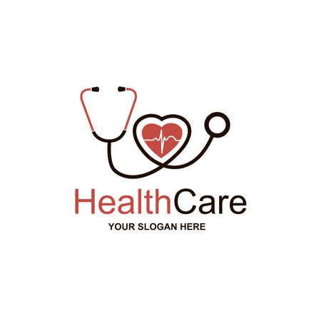 abstract medical health care icon with stethoscope and heart isolated on white backgroundのイラスト素材