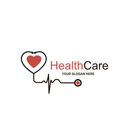 abstract medical health care icon with stethoscope and heart isolated on white backgroundのイラスト素材