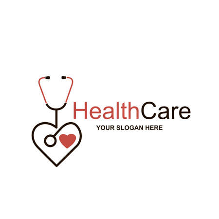 abstract medical halth care icon with stethoscope and heart isolated on white backgroundのイラスト素材