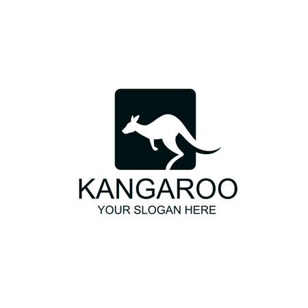 abstract jumping kangaroo icon isolated on white backgroundのイラスト素材