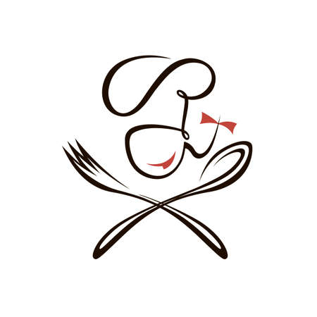 chef woman design with spoon and fork isolated on white backgroundのイラスト素材