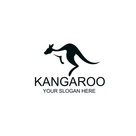 abstract jumping kangaroo icon isolated on white backgroundのイラスト素材