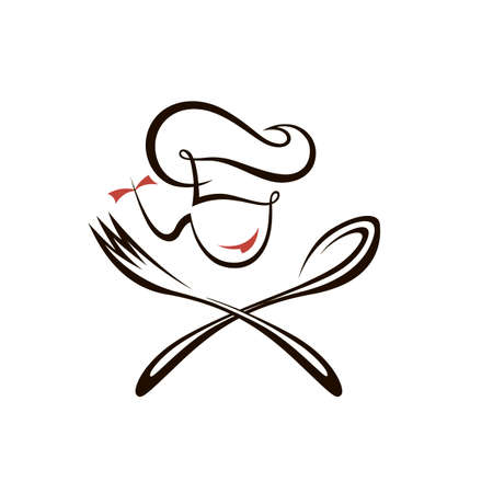 chef woman design with spoon and fork isolated on white backgroundのイラスト素材