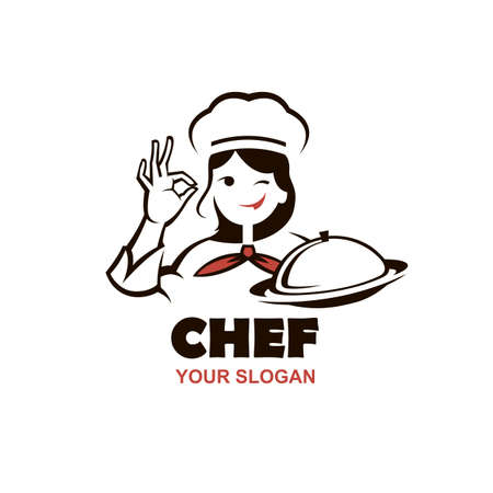 chef woman design with dish in hand isolated on white backgroundのイラスト素材