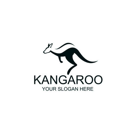 abstract jumping kangaroo icon isolated on white backgroundのイラスト素材