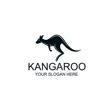 abstract jumping kangaroo icon isolated on white backgroundのイラスト素材