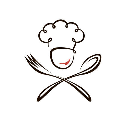abstract chef man design with spoon and fork isolated on white backgroundのイラスト素材